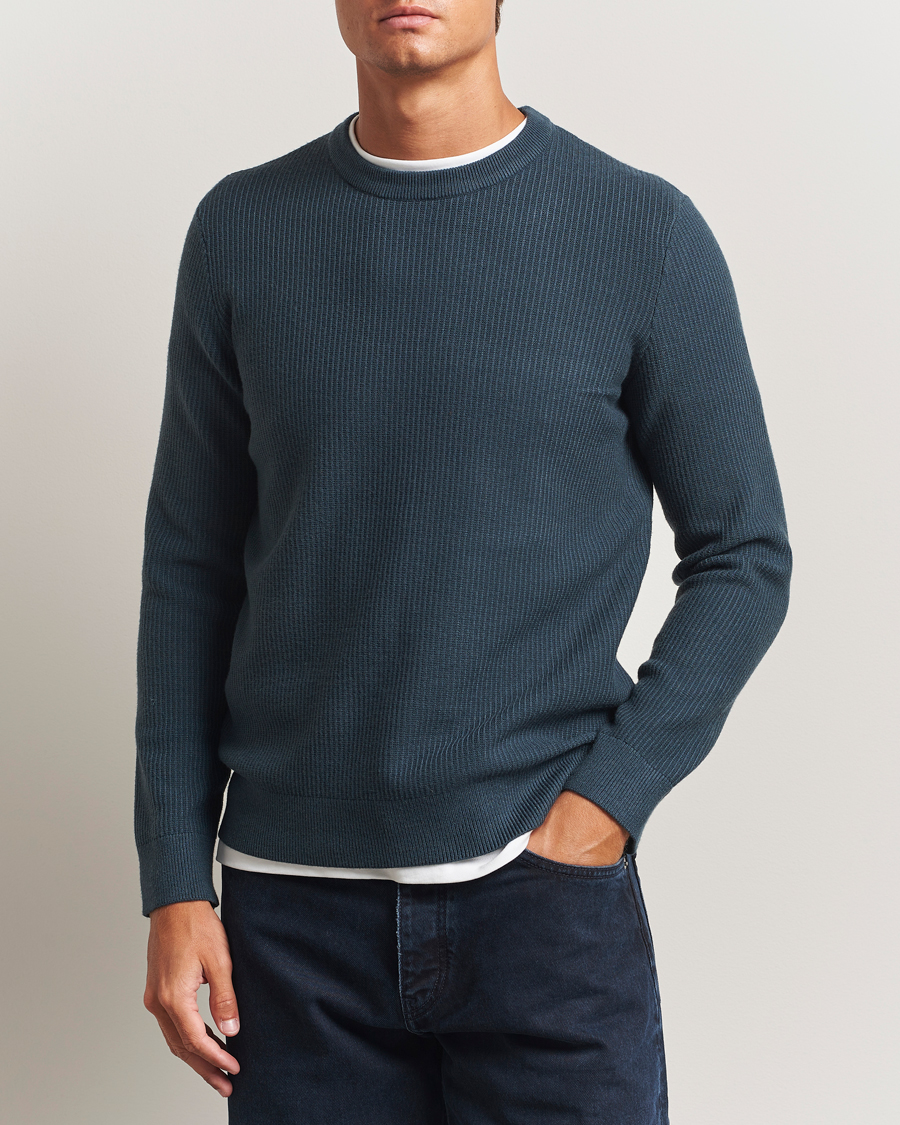 Herr | Tröjor | Samsøe Samsøe | Dem Structured Knitted Crew Neck Midnight Navy