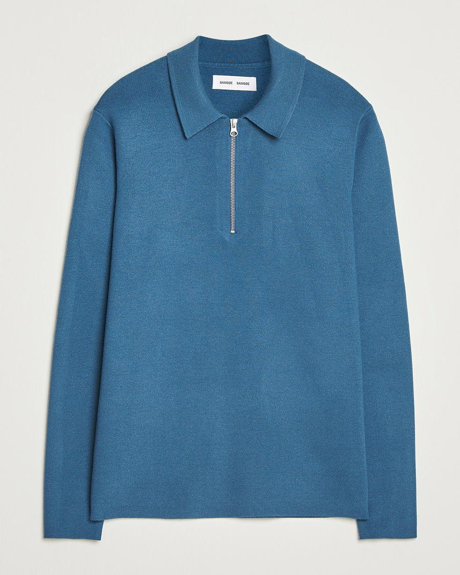 Herr | Tröjor | Samsøe Samsøe | Guna Half Zip Stellar Blue