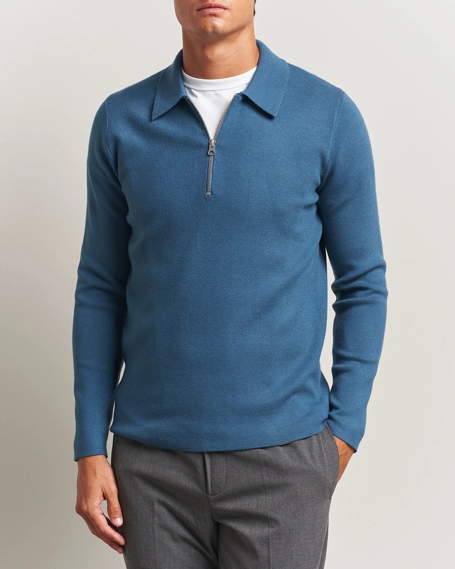 Herr | Tröjor | Samsøe Samsøe | Guna Half Zip Stellar Blue