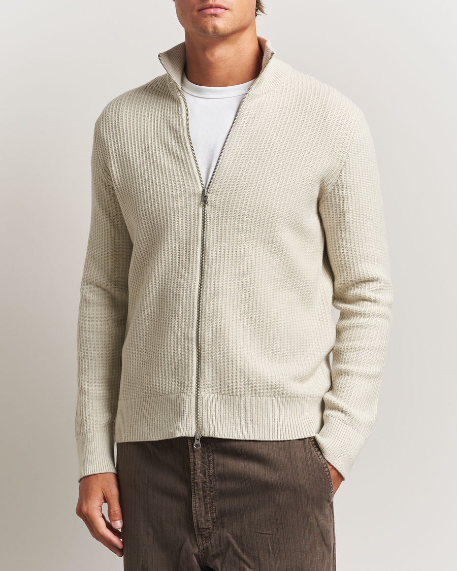 Herr | Tröjor | Samsøe Samsøe | Dem Structured Knitted Full Zip Silver Birch