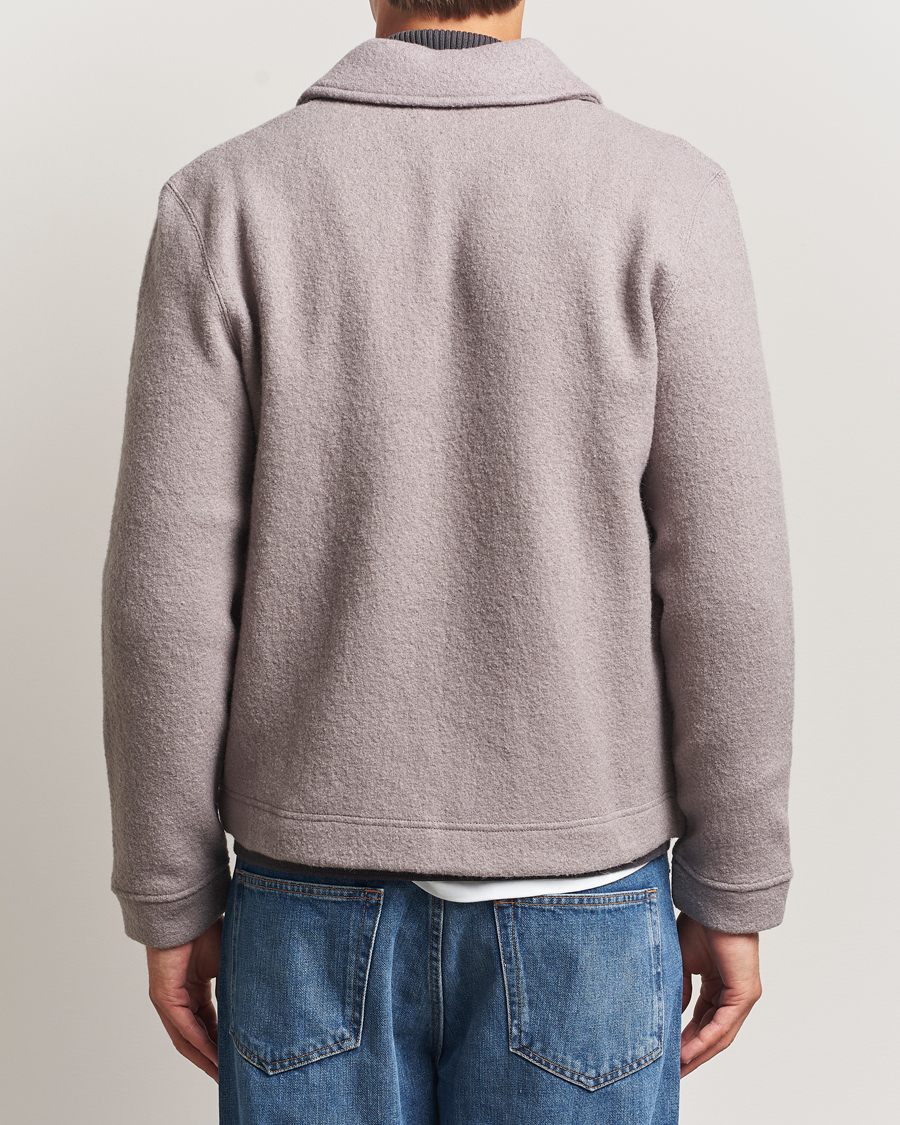 Herr | Tröjor | Samsøe Samsøe | Hannes Boiled Wool Full Zip Elephant Skin