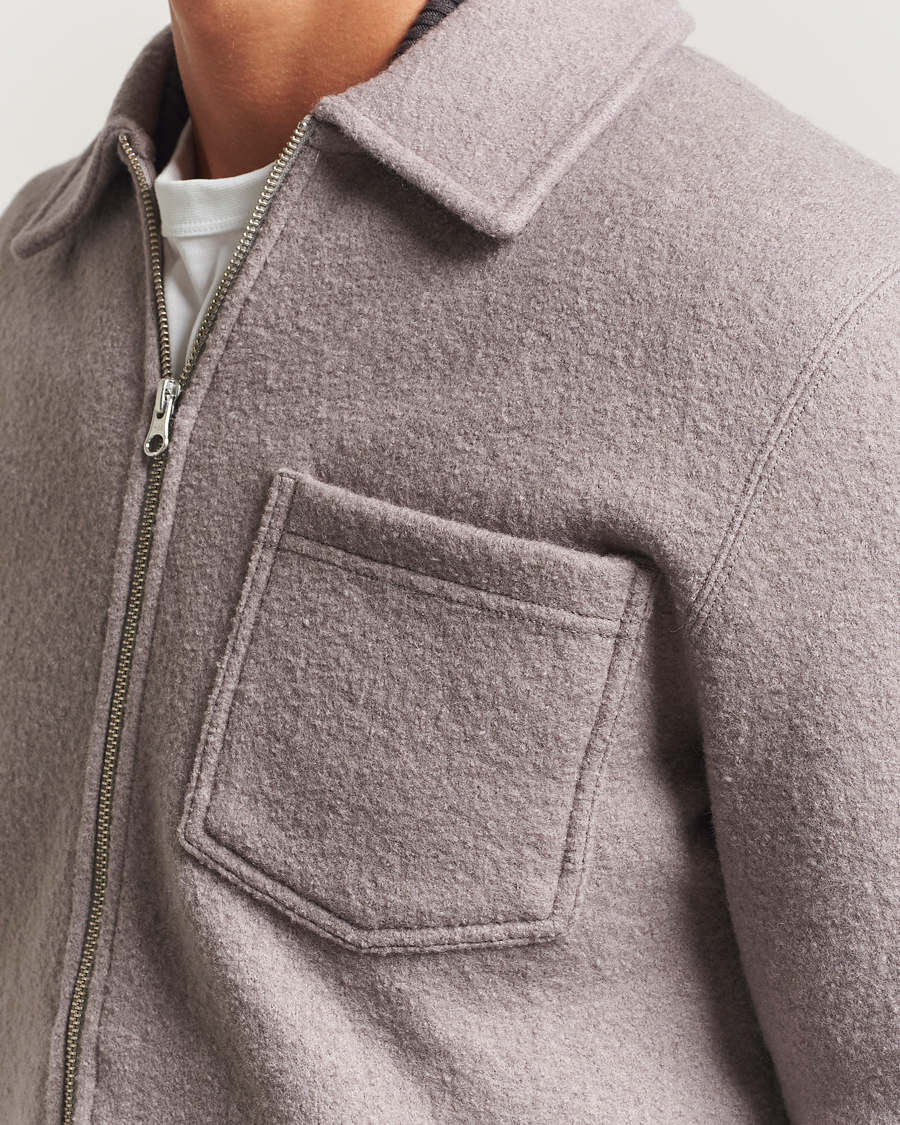 Herr | Tröjor | Samsøe Samsøe | Hannes Boiled Wool Full Zip Elephant Skin