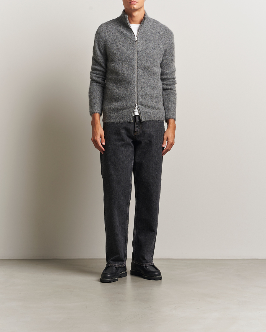 Herr | Tröjor | Samsøe Samsøe | Jean Alpaca Knitted Full Zip Iron Gate