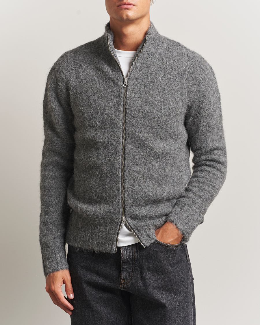 Herr | Tröjor | Samsøe Samsøe | Jean Alpaca Knitted Full Zip Iron Gate