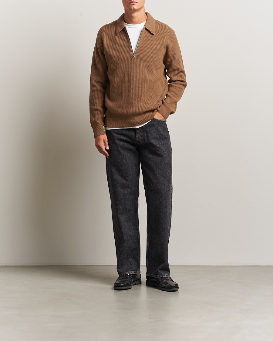 Herr | Tröjor | Samsøe Samsøe | Isak Knitted Half Zip Polo Otter Brown