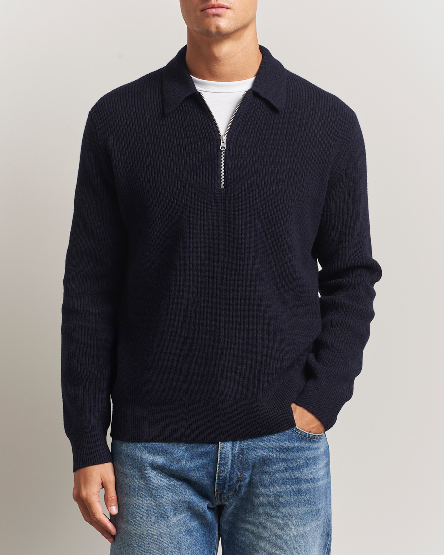 Herr | Tröjor | Samsøe Samsøe | Isak Knitted Half Zip Polo Salute Navy