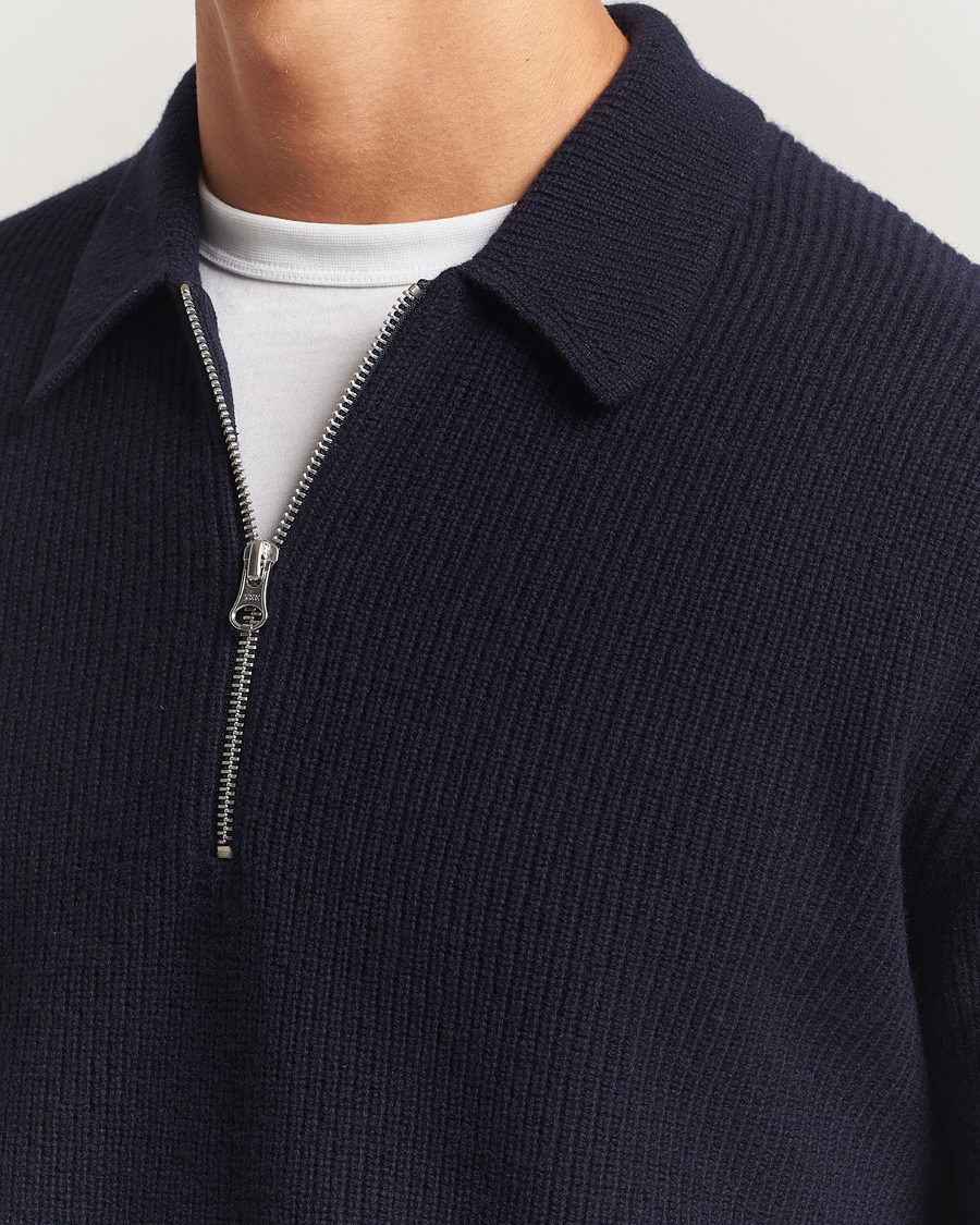Herr | Tröjor | Samsøe Samsøe | Isak Knitted Half Zip Polo Salute Navy