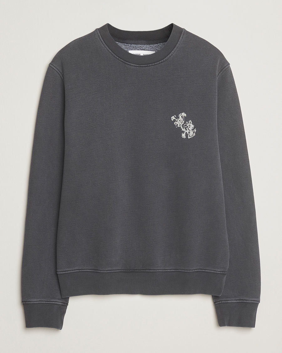 Herr | Tröjor | Samsøe Samsøe | Phil Printed Crew Neck Sweatshirt Washed Black