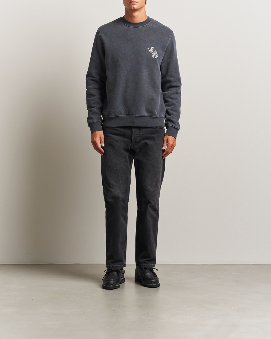 Herr | Tröjor | Samsøe Samsøe | Phil Printed Crew Neck Sweatshirt Washed Black