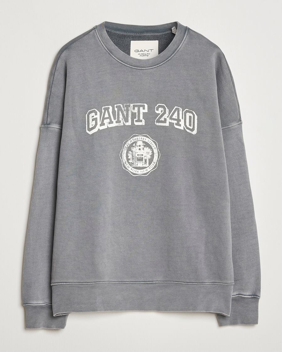 Herr | Tröjor | GANT 240 Mulberry Street | Vintage Graphic Crew Neck Sweatshirts Steel Grey