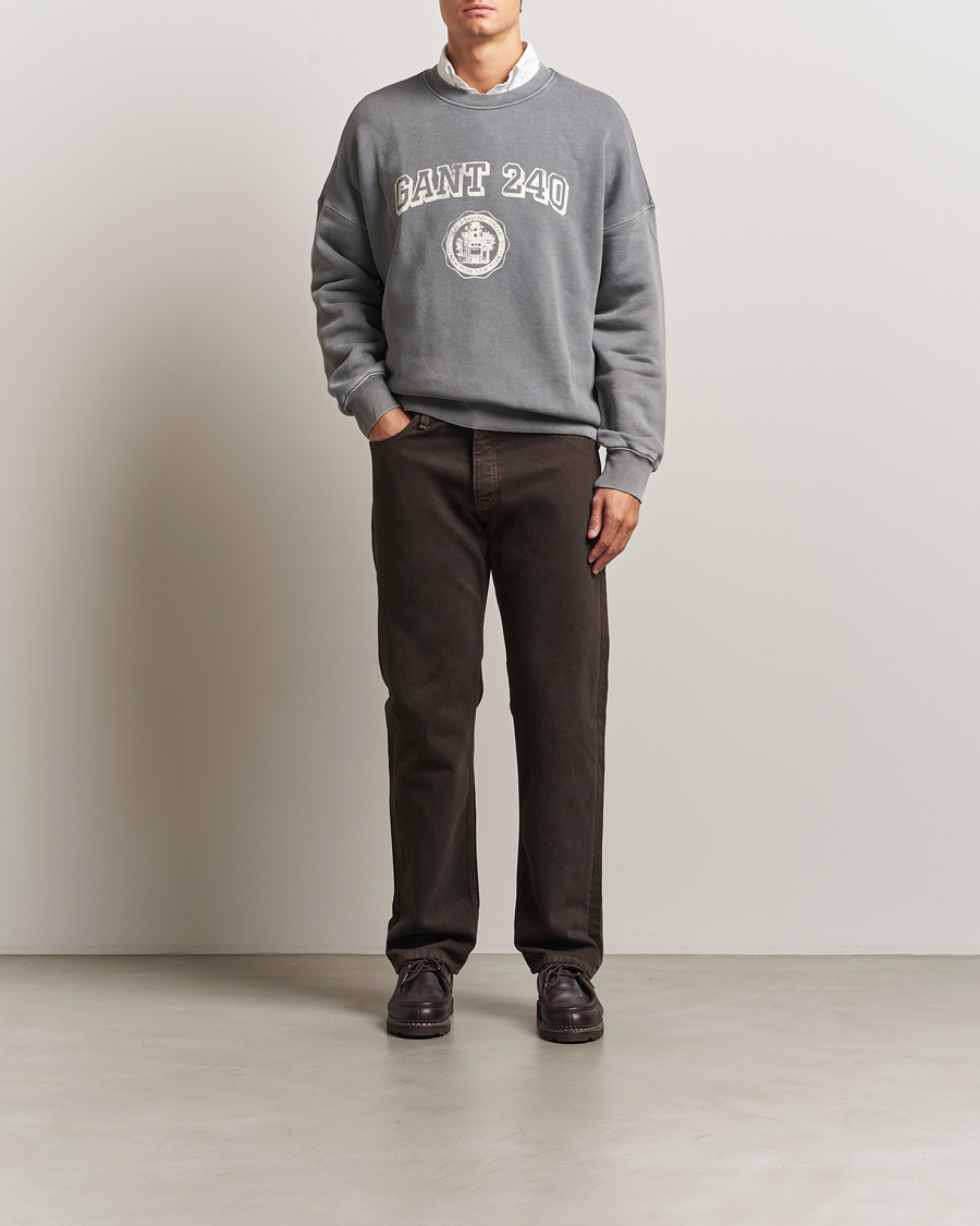 Herr | Tröjor | GANT 240 Mulberry Street | Vintage Graphic Crew Neck Sweatshirts Steel Grey