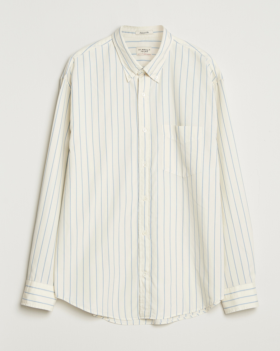 Herr | Skjortor | GANT 240 Mulberry Street | Relaxed Fit Luxury Striped Oxford Shirt Cream