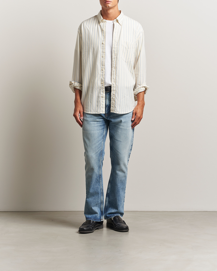 Herr | Skjortor | GANT 240 Mulberry Street | Relaxed Fit Luxury Striped Oxford Shirt Cream