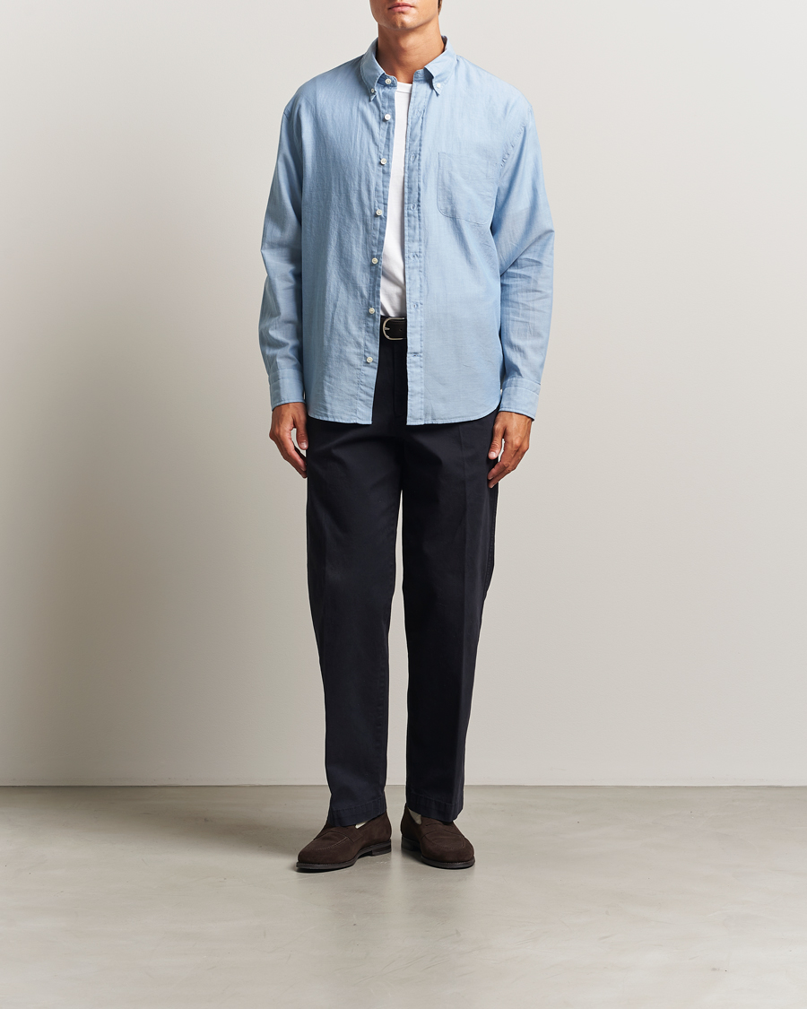 Herr | Skjortor | GANT 240 Mulberry Street | Relaxed Fit Chambray Shirt Light Indigo