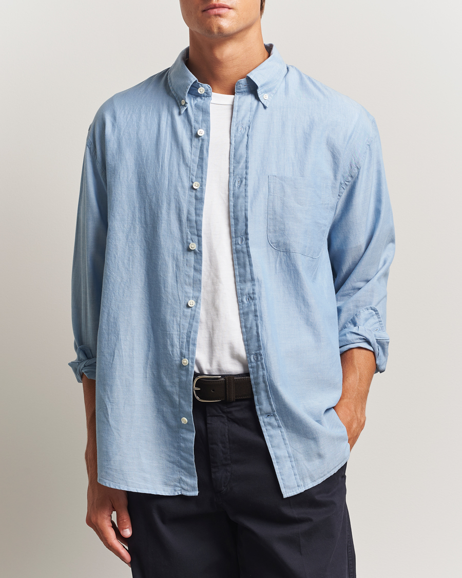 Herr | Skjortor | GANT 240 Mulberry Street | Relaxed Fit Chambray Shirt Light Indigo