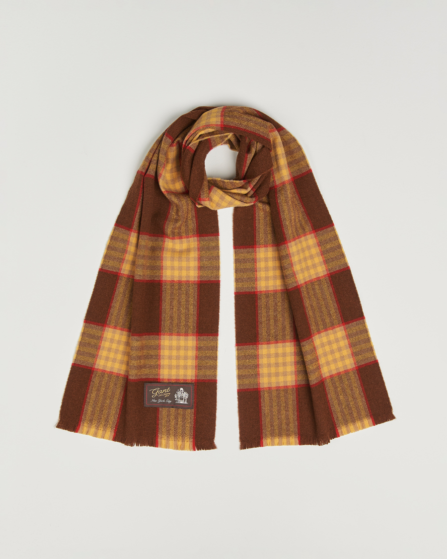 Herr | Halsdukar | GANT 240 Mulberry Street | Wool Checked Scarf Mahogany Brown