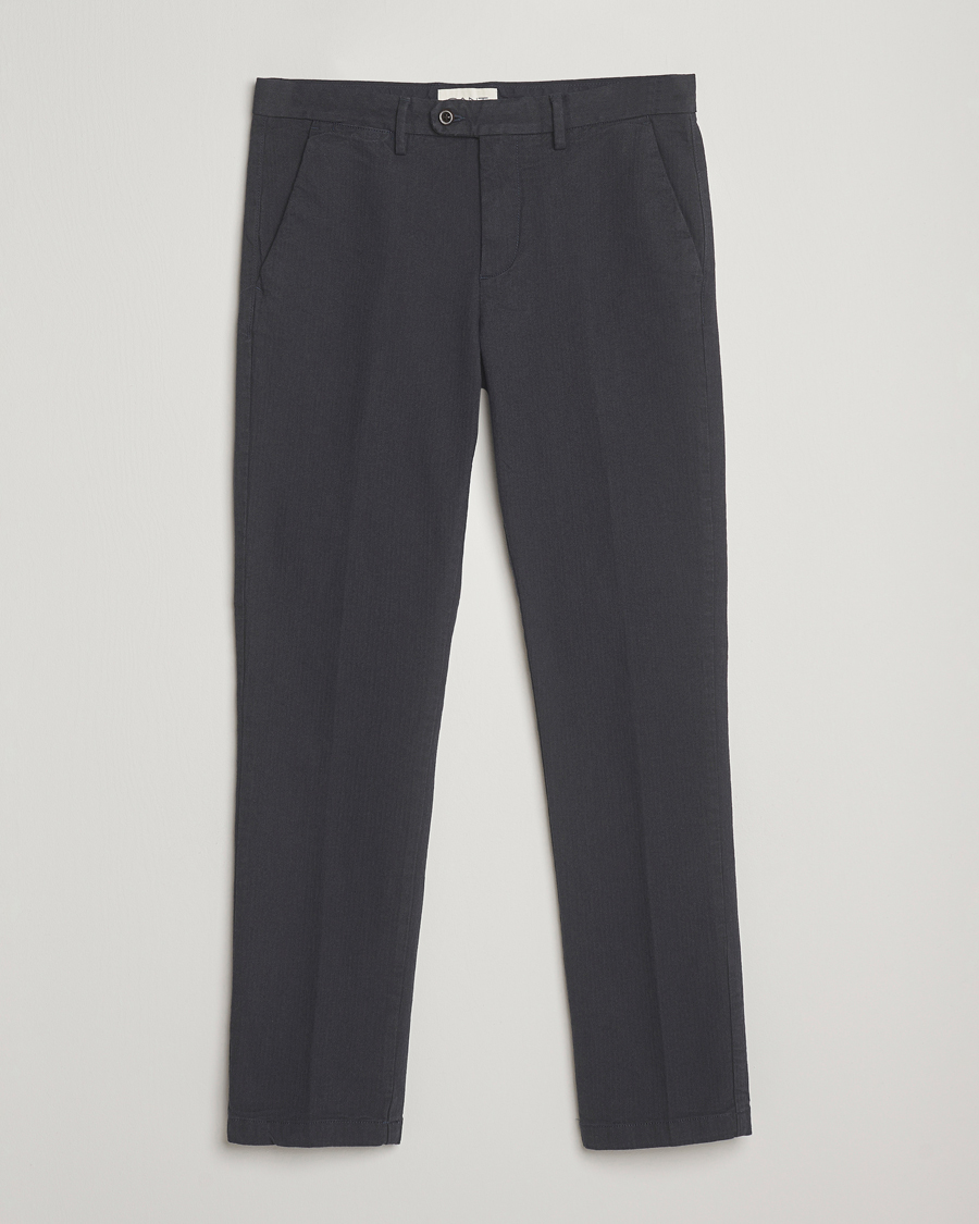 Herr | Byxor | Gant | Slim Fit Cotton Herringbone Trousers Antracite