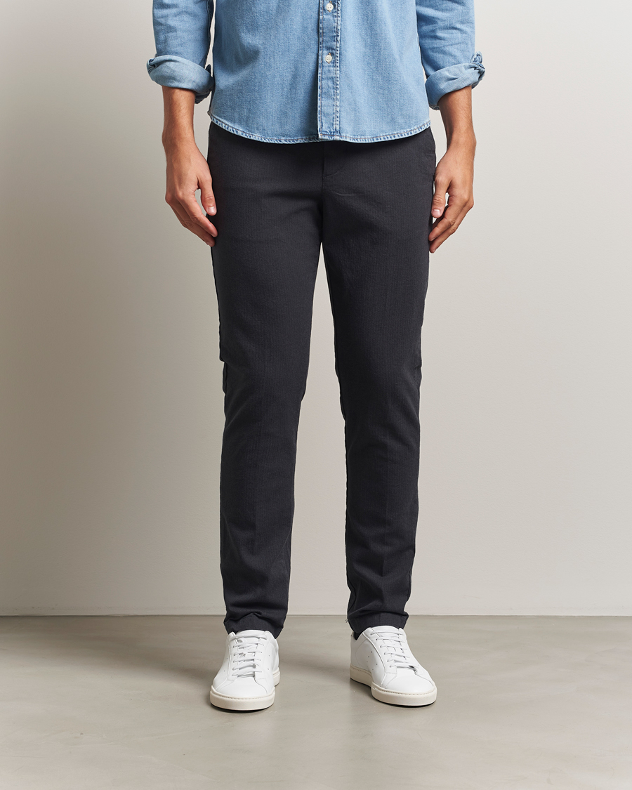 Herr | Byxor | Gant | Slim Fit Cotton Herringbone Trousers Antracite