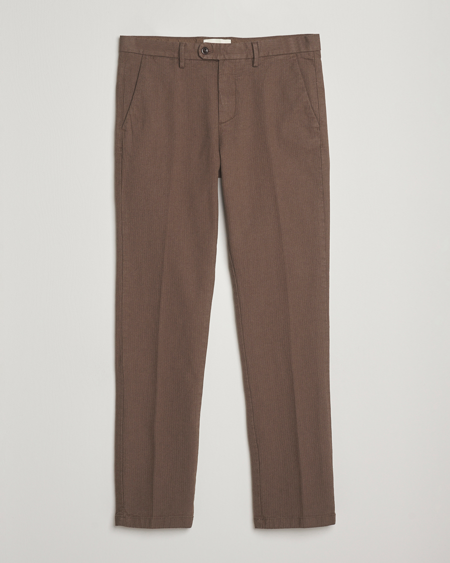 Herr | Byxor | Gant | Slim Fit Cotton Herringbone Trousers Rich Brown