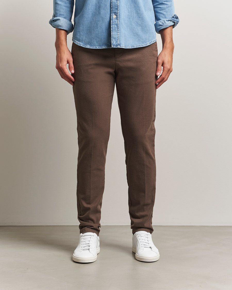 Herr | Byxor | Gant | Slim Fit Cotton Herringbone Trousers Rich Brown