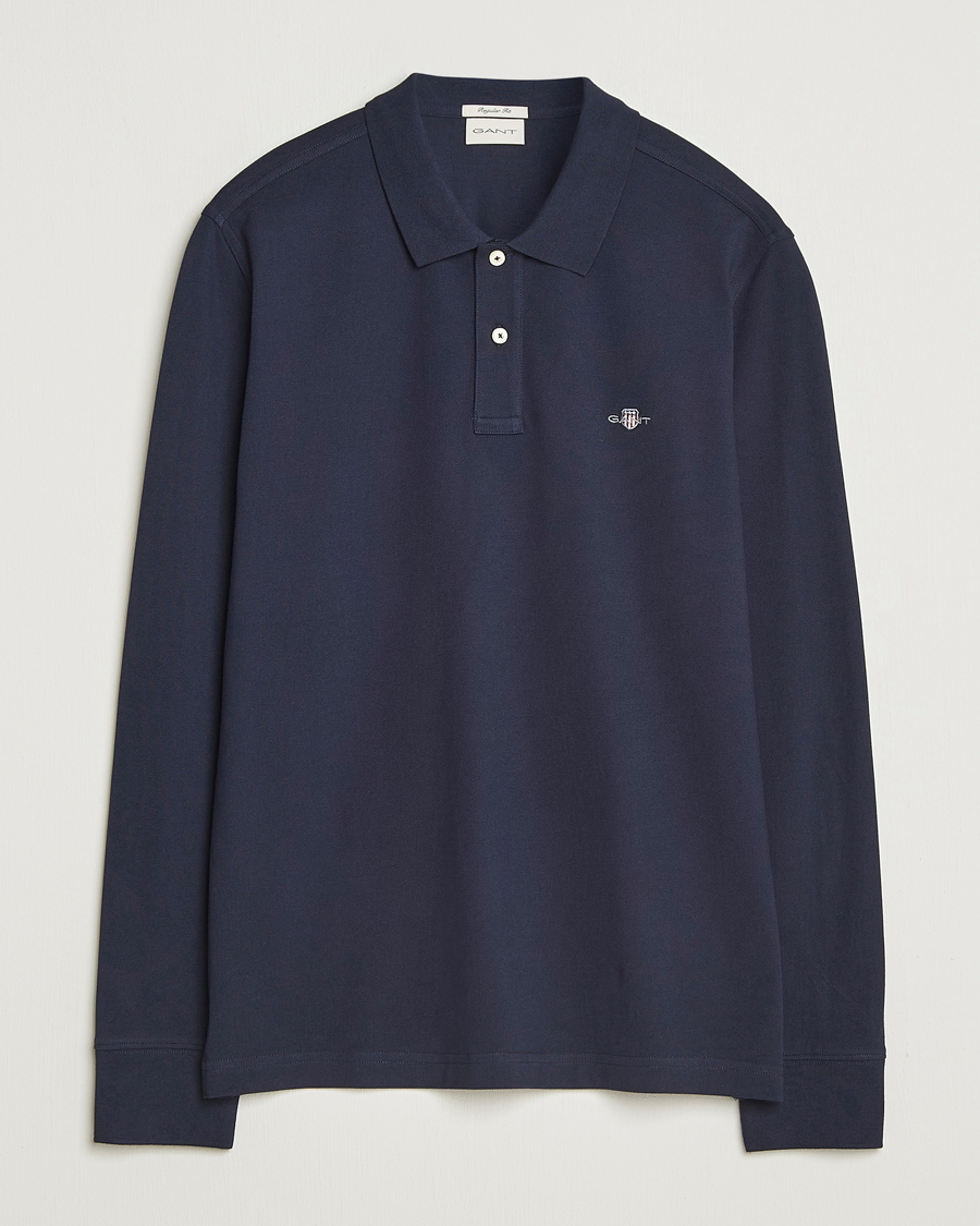 Herr | Pikéer | GANT | Regular Shield Long Sleeve Polo Evening Blue