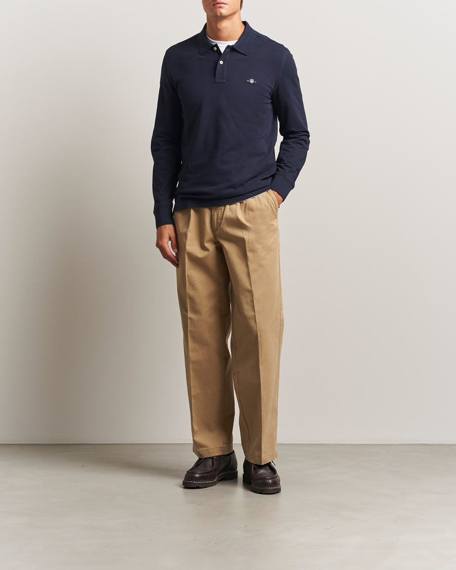 Herr | Pikéer | GANT | Regular Shield Long Sleeve Polo Evening Blue