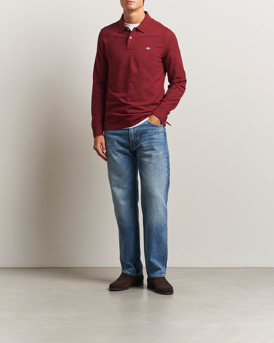 Herr | Pikéer | GANT | Regular Shield Long Sleeve Polo Plumped Red