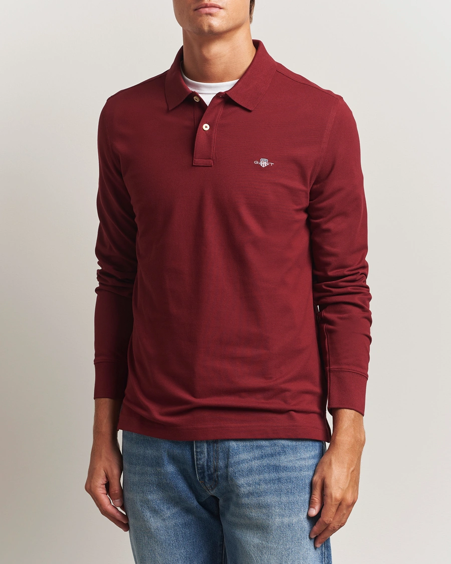 Herr | Pikéer | GANT | Regular Shield Long Sleeve Polo Plumped Red
