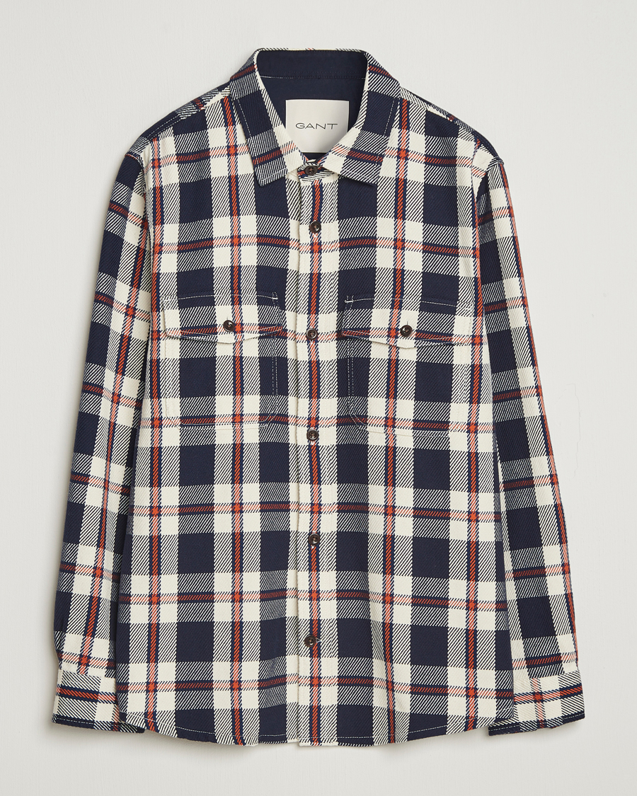 Herr | Skjortor | Gant | Heavy Twill Checked Overshirt Evening Blue