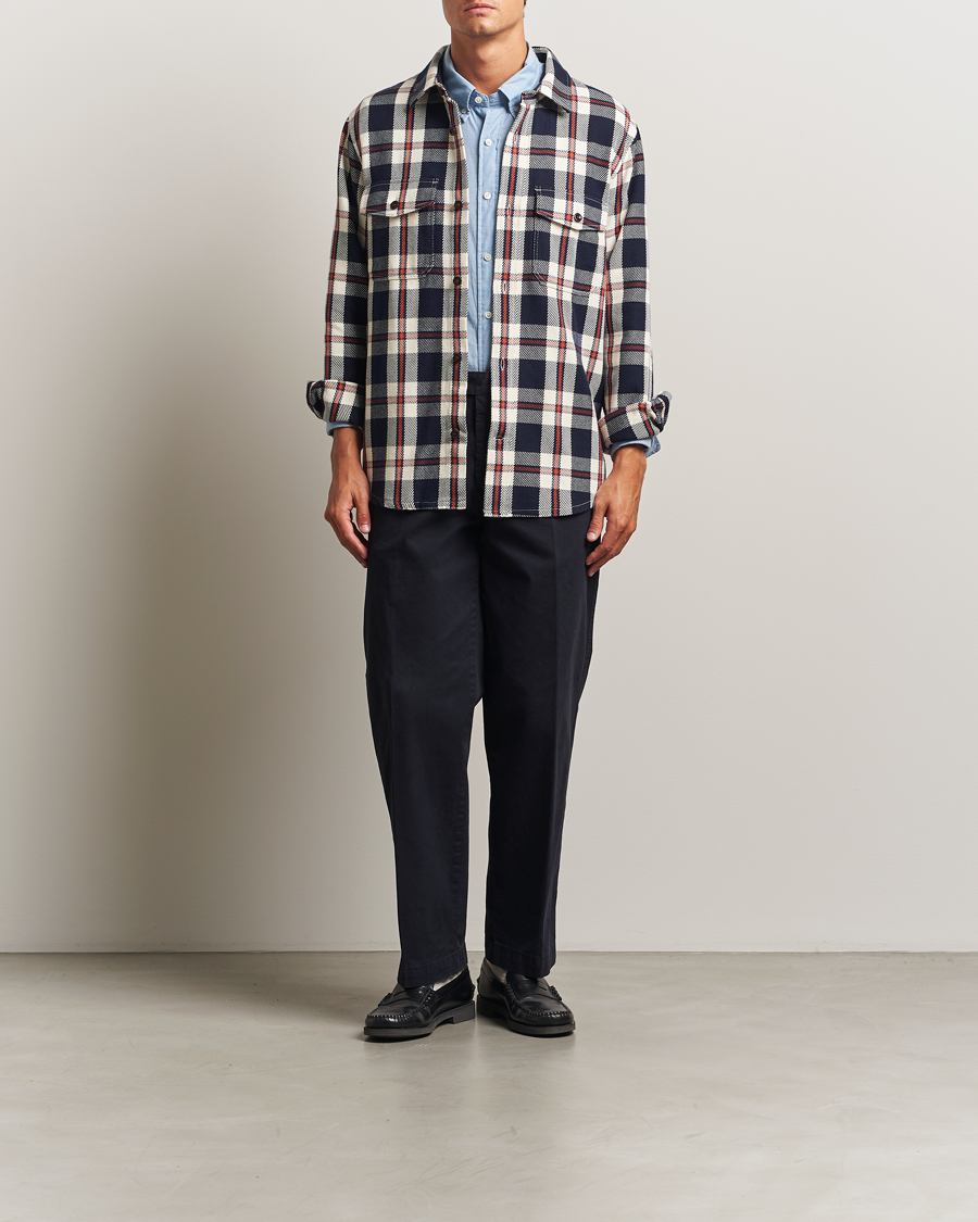 Herr | Skjortor | Gant | Heavy Twill Checked Overshirt Evening Blue