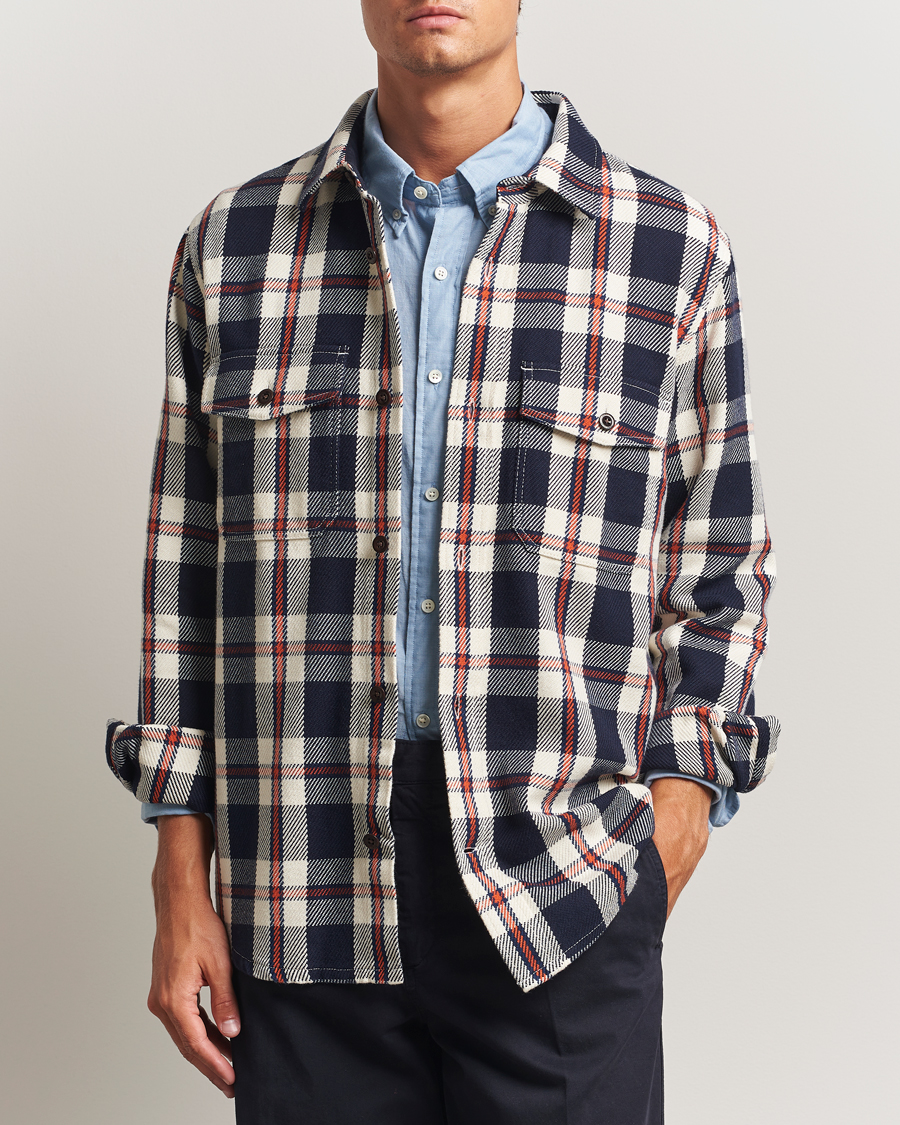 Herr | Skjortor | Gant | Heavy Twill Checked Overshirt Evening Blue