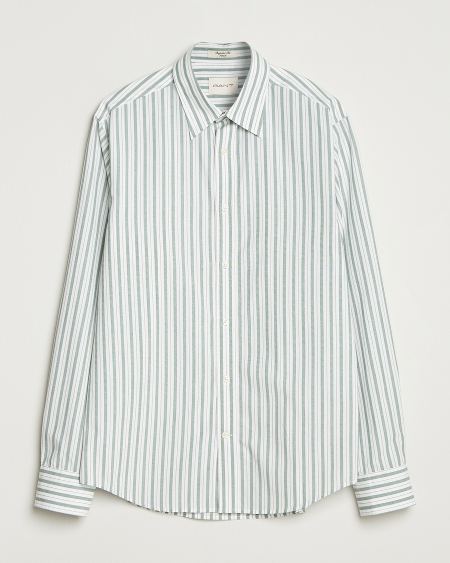Herr | Skjortor | GANT | Regular Fit Poplin Striped Shirt Forest Green