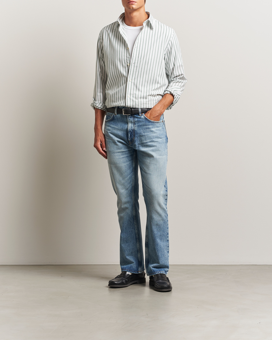 Herr | Skjortor | GANT | Regular Fit Poplin Striped Shirt Forest Green