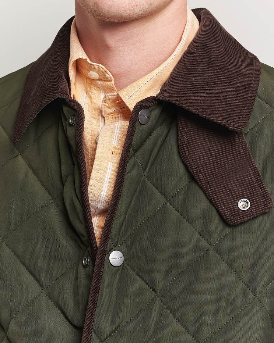 Herr | Jackor | GANT | Quilted Fleece Jacket Green Lagoon