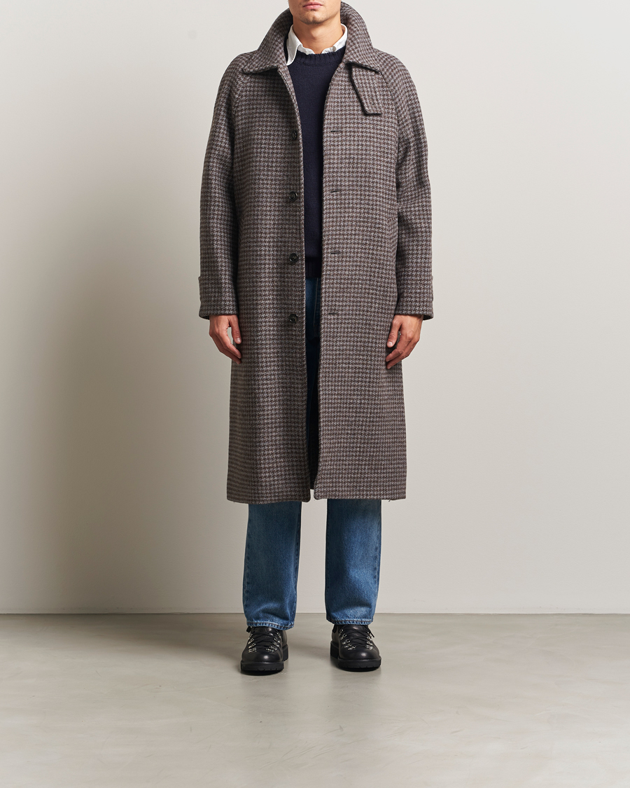 Herr | Jackor | GANT | Wool Balmacaan Houndstooth Coat Deep Brown