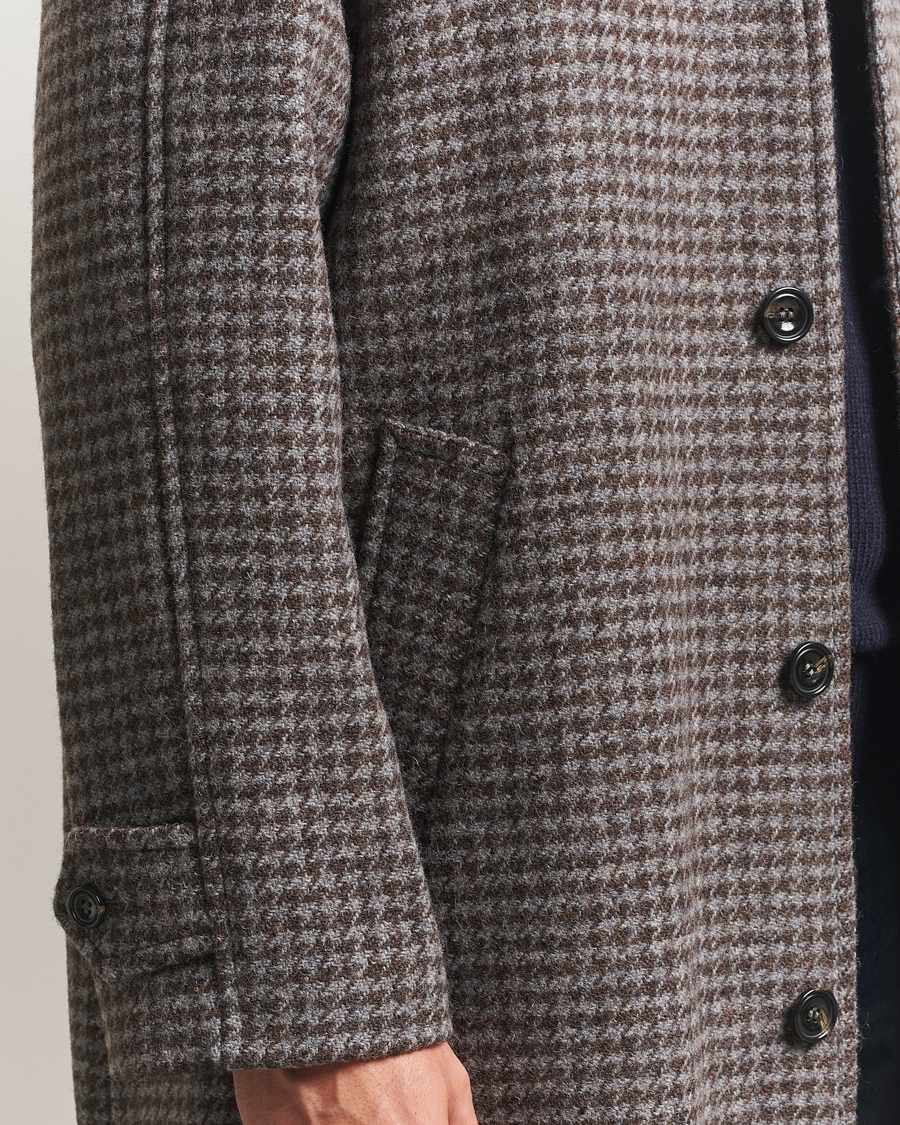 Herr | Jackor | GANT | Wool Balmacaan Houndstooth Coat Deep Brown