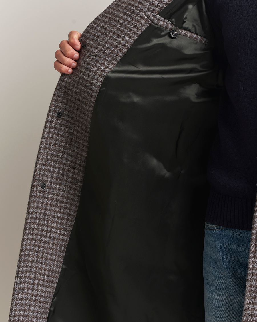 Herr | Jackor | GANT | Wool Balmacaan Houndstooth Coat Deep Brown
