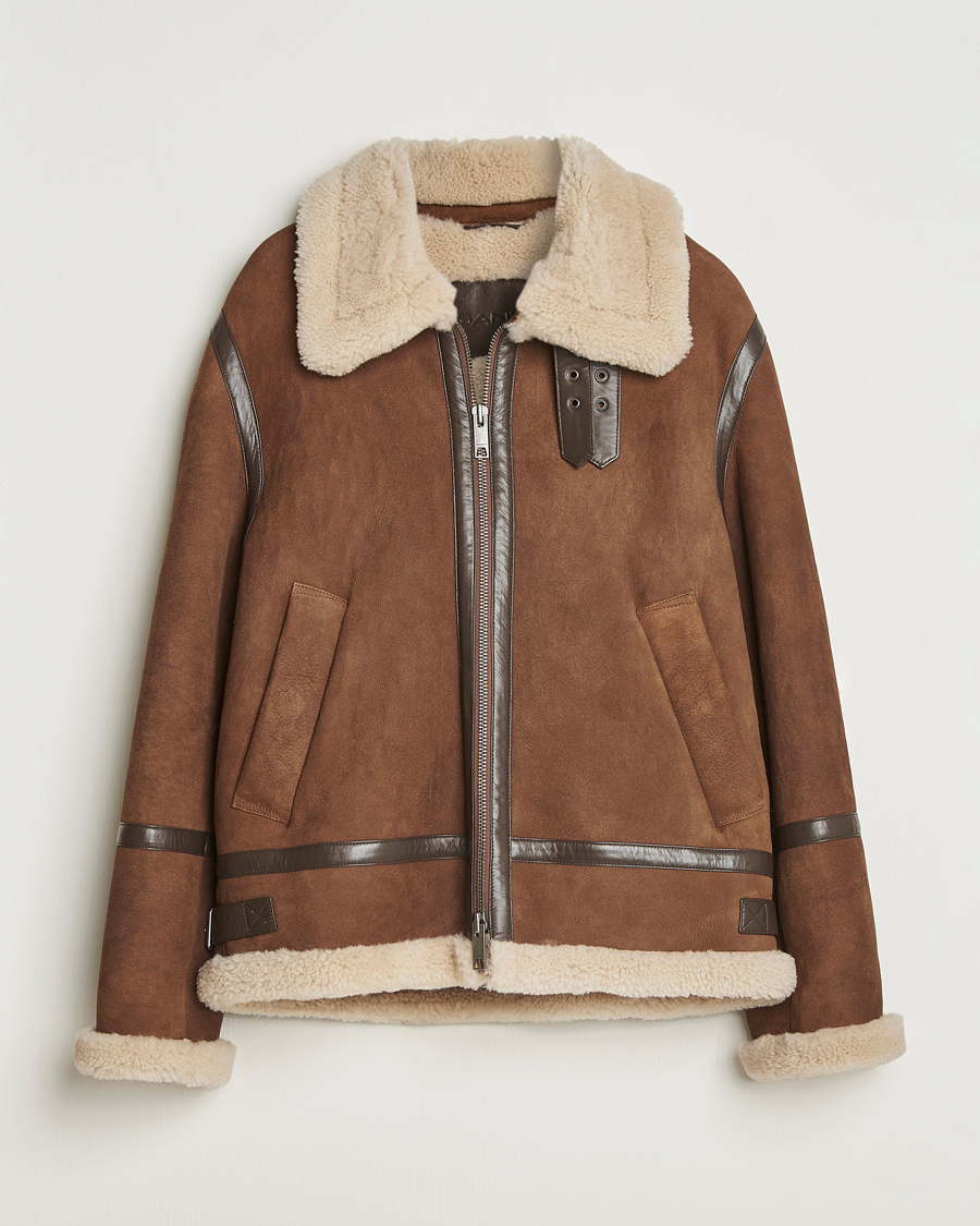 Herr | Jackor | Gant | Suede Shearling Jacket Mahogany Brown