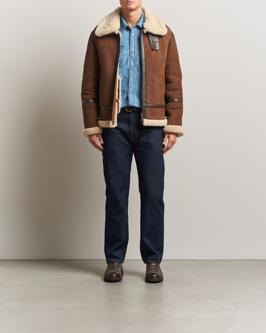 Herr | Jackor | Gant | Suede Shearling Jacket Mahogany Brown