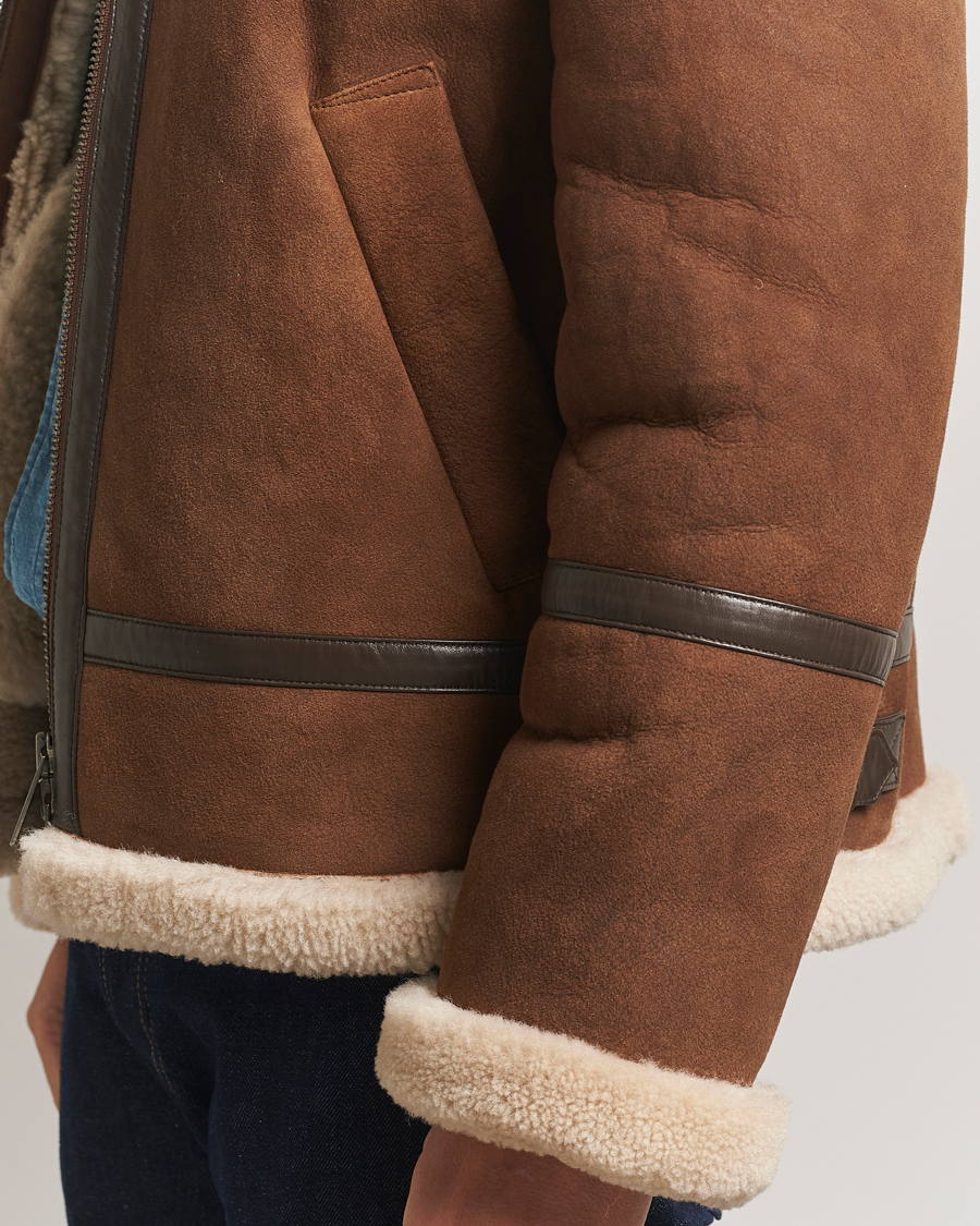 Herr | Jackor | Gant | Suede Shearling Jacket Mahogany Brown