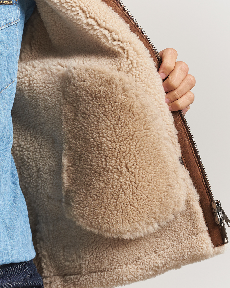 Herr | Jackor | Gant | Suede Shearling Jacket Mahogany Brown