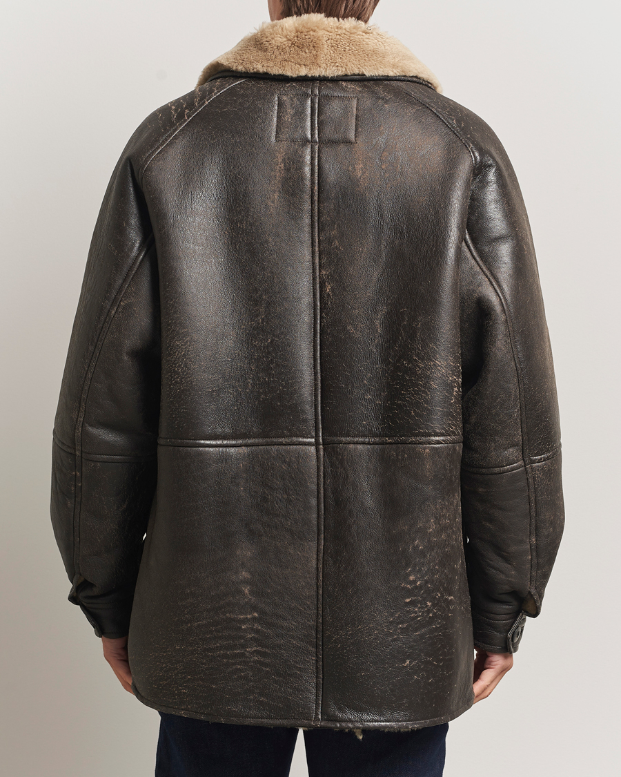Herr | Jackor | Gant | Worn In Leather Shearling Jacket Deep Brown