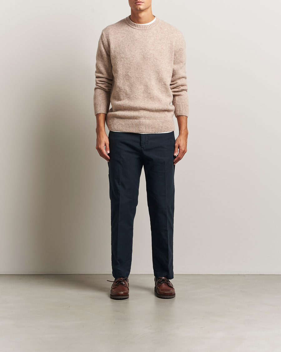 Herr | Tröjor | GANT | Scottish Wool Knitted Crew Neck Sweater Khaki Melange