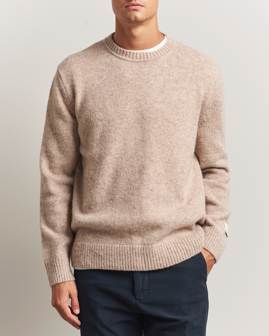 Herr | Tröjor | GANT | Scottish Wool Knitted Crew Neck Sweater Khaki Melange