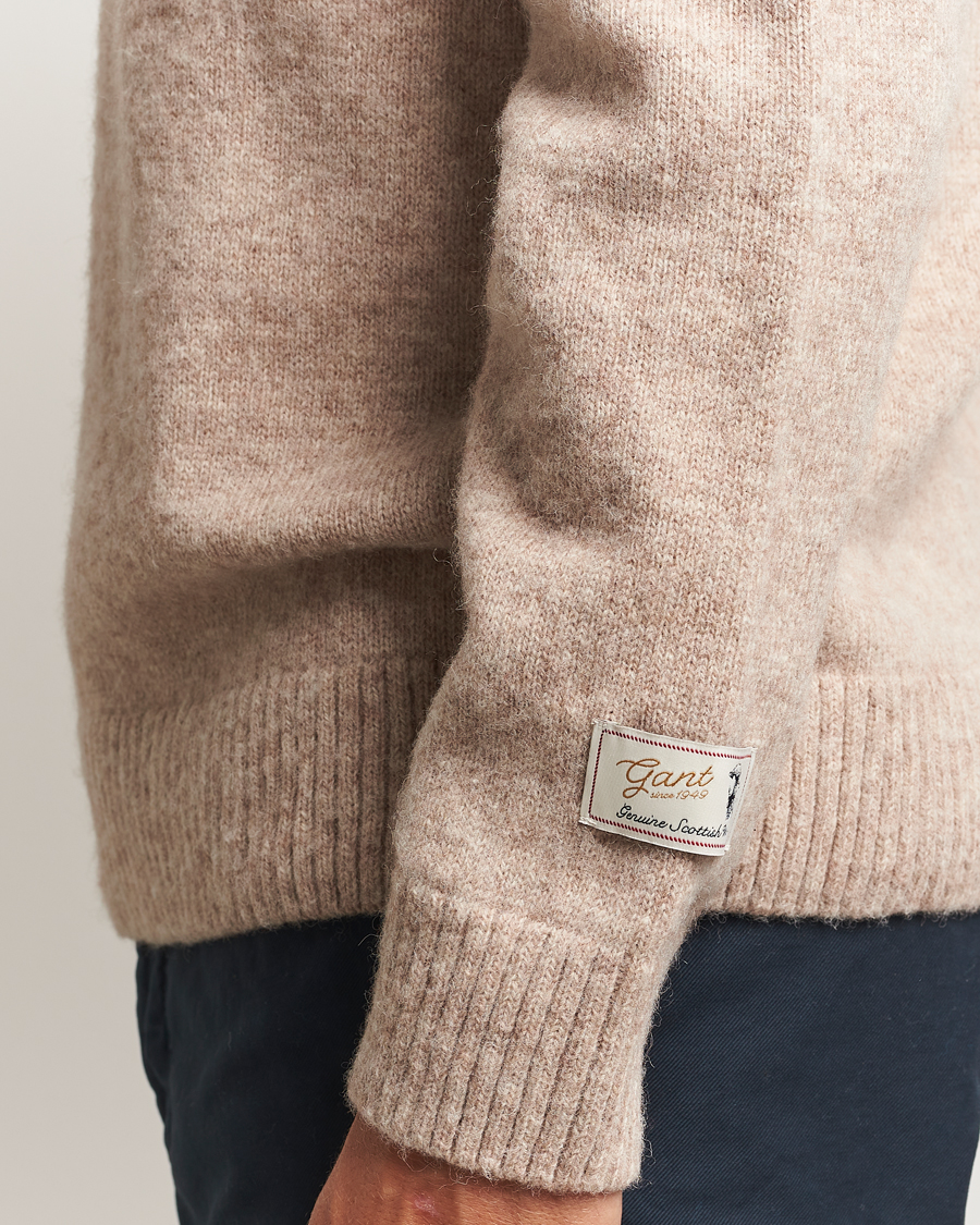 Herr | Tröjor | GANT | Scottish Wool Knitted Crew Neck Sweater Khaki Melange