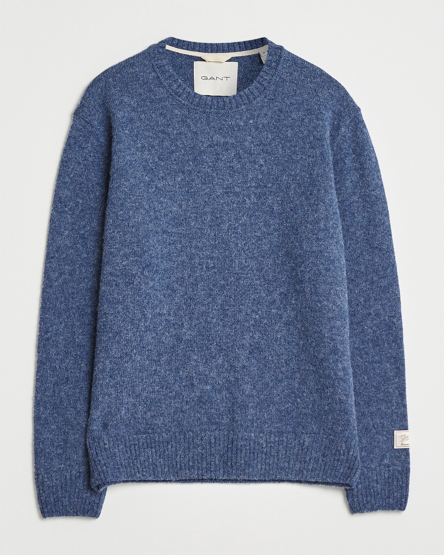 Herr | Tröjor | GANT | Scottish Wool Knitted Crew Neck Sweater Marine Melange