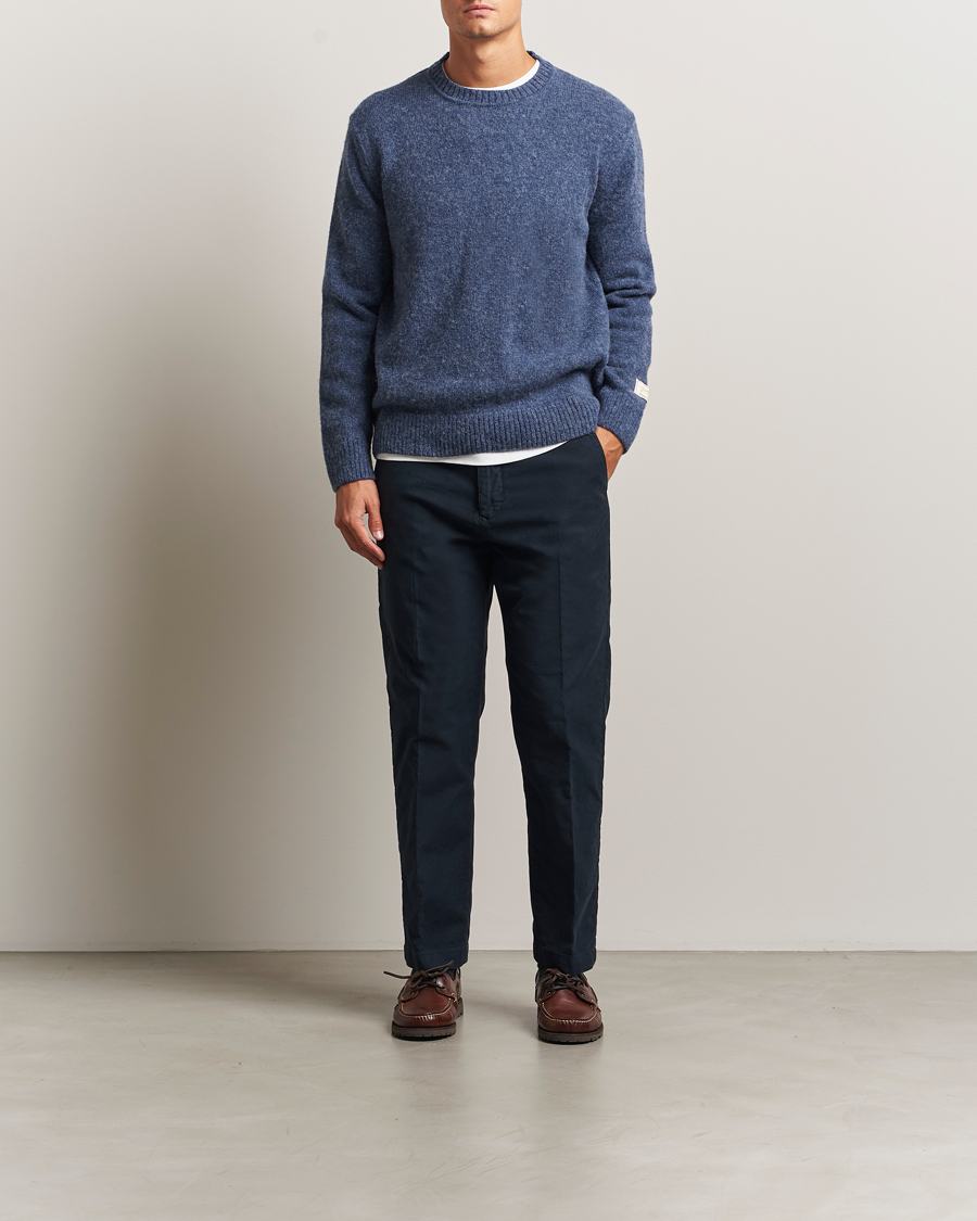 Herr | Tröjor | GANT | Scottish Wool Knitted Crew Neck Sweater Marine Melange