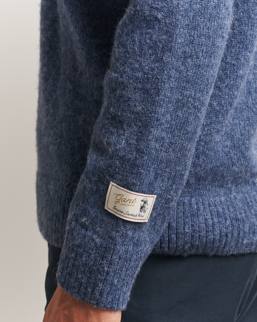 Herr | Tröjor | GANT | Scottish Wool Knitted Crew Neck Sweater Marine Melange
