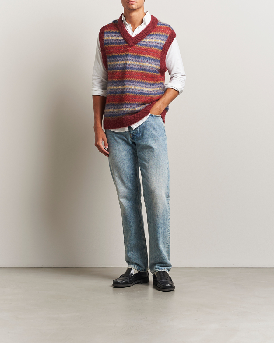 Herr | Tröjor | GANT | Brushed Fair Isle Vest Plumped Red