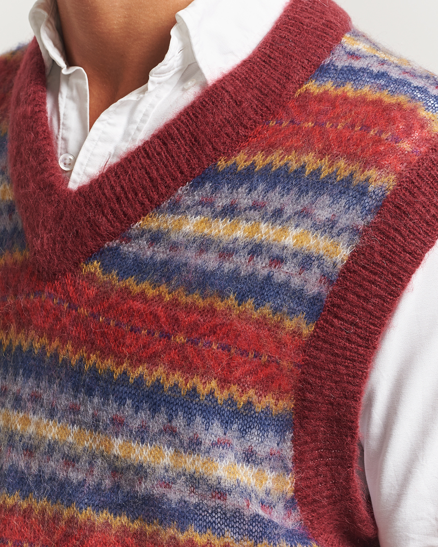 Herr | Tröjor | GANT | Brushed Fair Isle Vest Plumped Red